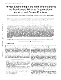 Privacy Engineering in the Wild: Understanding the Practitioners'
  Mindset, Organisational Aspects, and Current Practices