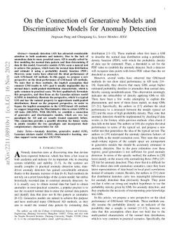 On the Connection of Generative Models and Discriminative Models for
  Anomaly Detection