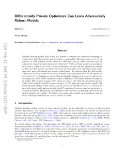 Differentially Private Optimizers Can Learn Adversarially Robust Models