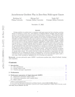 Asynchronous Gradient Play in Zero-Sum Multi-agent Games
