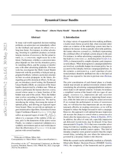 Dynamical Linear Bandits