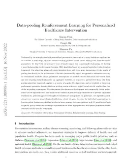 Data-pooling Reinforcement Learning for Personalized Healthcare
  Intervention