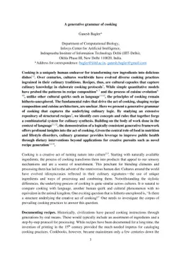 A generative grammar of cooking