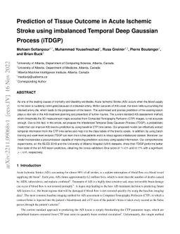 Ischemic Stroke Lesion Prediction using imbalanced Temporal Deep
  Gaussian Process (iTDGP)