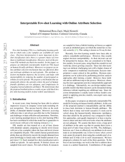 Interpretable Few-shot Learning with Online Attribute Selection