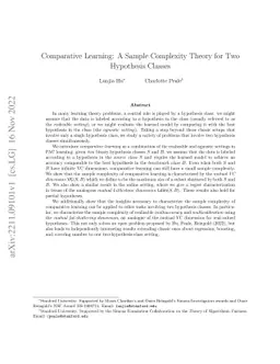 Comparative Learning: A Sample Complexity Theory for Two Hypothesis
  Classes