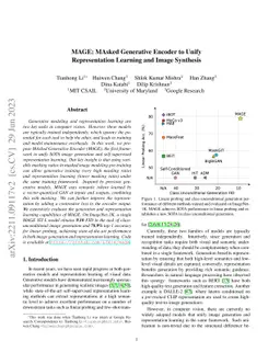 MAGE: MAsked Generative Encoder to Unify Representation Learning and
  Image Synthesis