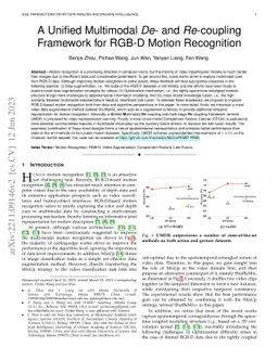 A Unified Multimodal De- and Re-coupling Framework for RGB-D Motion
  Recognition