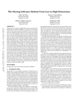 The Missing Indicator Method: From Low to High Dimensions