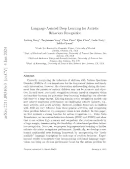 Language-Assisted Deep Learning for Autistic Behaviors Recognition