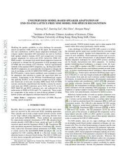 Unsupervised Model-based speaker adaptation of end-to-end lattice-free
  MMI model for speech recognition