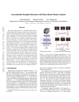 Generalizable Deepfake Detection with Phase-Based Motion Analysis