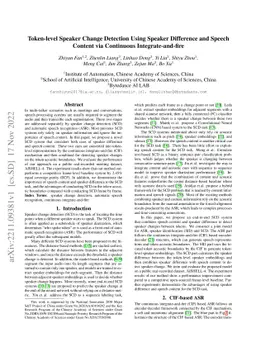 Token-level Speaker Change Detection Using Speaker Difference and Speech
  Content via Continuous Integrate-and-fire