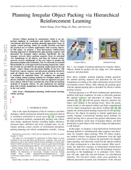 Planning Irregular Object Packing via Hierarchical Reinforcement
  Learning