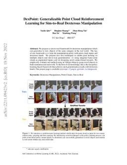 DexPoint: Generalizable Point Cloud Reinforcement Learning for
  Sim-to-Real Dexterous Manipulation