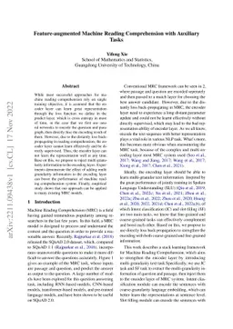 Feature-augmented Machine Reading Comprehension with Auxiliary Tasks