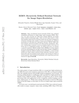 RDRN: Recursively Defined Residual Network for Image Super-Resolution