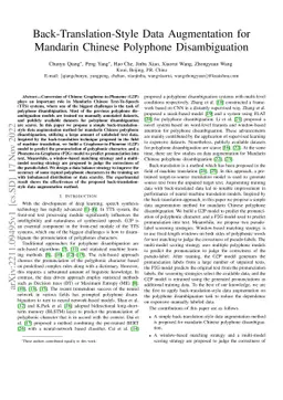 Back-Translation-Style Data Augmentation for Mandarin Chinese Polyphone
  Disambiguation