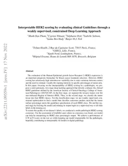 Interpretable HER2 scoring by evaluating clinical Guidelines through a
  weakly supervised, constrained Deep Learning Approach