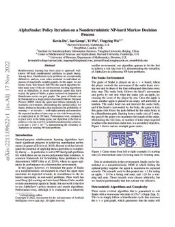 AlphaSnake: Policy Iteration on a Nondeterministic NP-hard Markov
  Decision Process