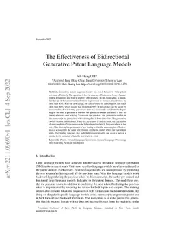 The Effectiveness of Bidirectional Generative Patent Language Models
