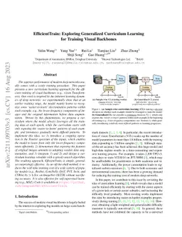 EfficientTrain: Exploring Generalized Curriculum Learning for Training
  Visual Backbones