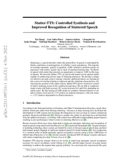 Stutter-TTS: Controlled Synthesis and Improved Recognition of Stuttered
  Speech