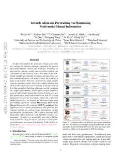 Towards All-in-one Pre-training via Maximizing Multi-modal Mutual
  Information