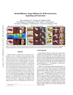 RenderDiffusion: Image Diffusion for 3D Reconstruction, Inpainting and
  Generation
