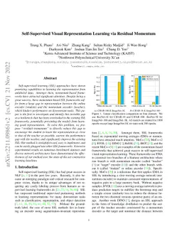 Self-Supervised Visual Representation Learning via Residual Momentum
