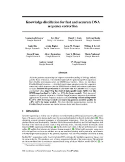 Knowledge distillation for fast and accurate DNA sequence correction
