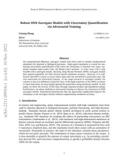 Robust DNN Surrogate Models with Uncertainty Quantification via
  Adversarial Training