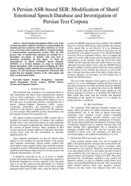 A Persian ASR-based SER: Modification of Sharif Emotional Speech
  Database and Investigation of Persian Text Corpora