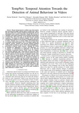 TempNet: Temporal Attention Towards the Detection of Animal Behaviour in
  Videos