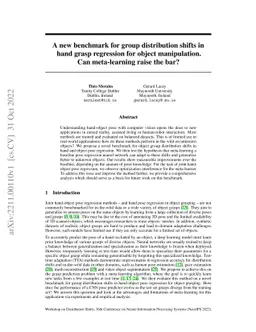 A new benchmark for group distribution shifts in hand grasp regression
  for object manipulation. Can meta-learning raise the bar?