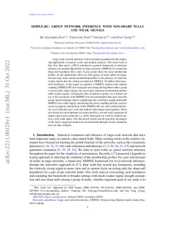 SIMPLE-RC: Group Network Inference with Non-Sharp Nulls and Weak Signals