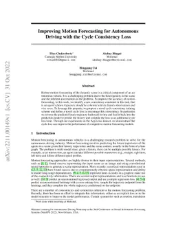 Improving Motion Forecasting for Autonomous Driving with the Cycle
  Consistency Loss