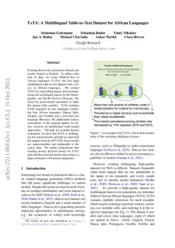 TaTa: A Multilingual Table-to-Text Dataset for African Languages