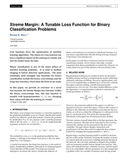 Xtreme Margin: A Tunable Loss Function for Binary Classification
  Problems