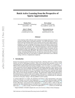 Batch Active Learning from the Perspective of Sparse Approximation