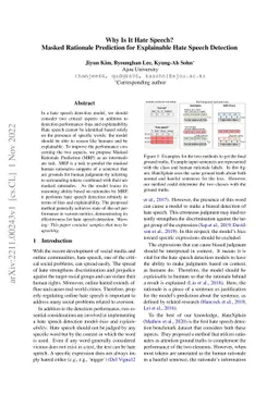 Why Is It Hate Speech? Masked Rationale Prediction for Explainable Hate
  Speech Detection