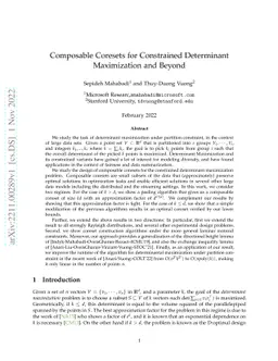 Composable Coresets for Constrained Determinant Maximization and Beyond