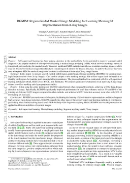 RGMIM: Region-Guided Masked Image Modeling for Learning Meaningful
  Representation from X-Ray Images
