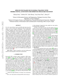 Speech-text based multi-modal training with bidirectional attention for
  improved speech recognition