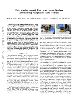 Understanding Acoustic Patterns of Human Teachers Demonstrating
  Manipulation Tasks to Robots