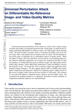 Universal Perturbation Attack on Differentiable No-Reference Image- and
  Video-Quality Metrics