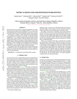 Metric Learning for User-defined Keyword Spotting