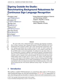 Signing Outside the Studio: Benchmarking Background Robustness for
  Continuous Sign Language Recognition