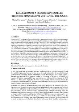 Evaluation of a blockchain-enabled resource management mechanism for
  NGNs