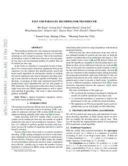 Fast and parallel decoding for transducer